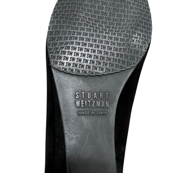 NWOT Stuart Weitzman Caring Black Suede Wedge Pump women's size 7.5 - Picture 9 of 11
